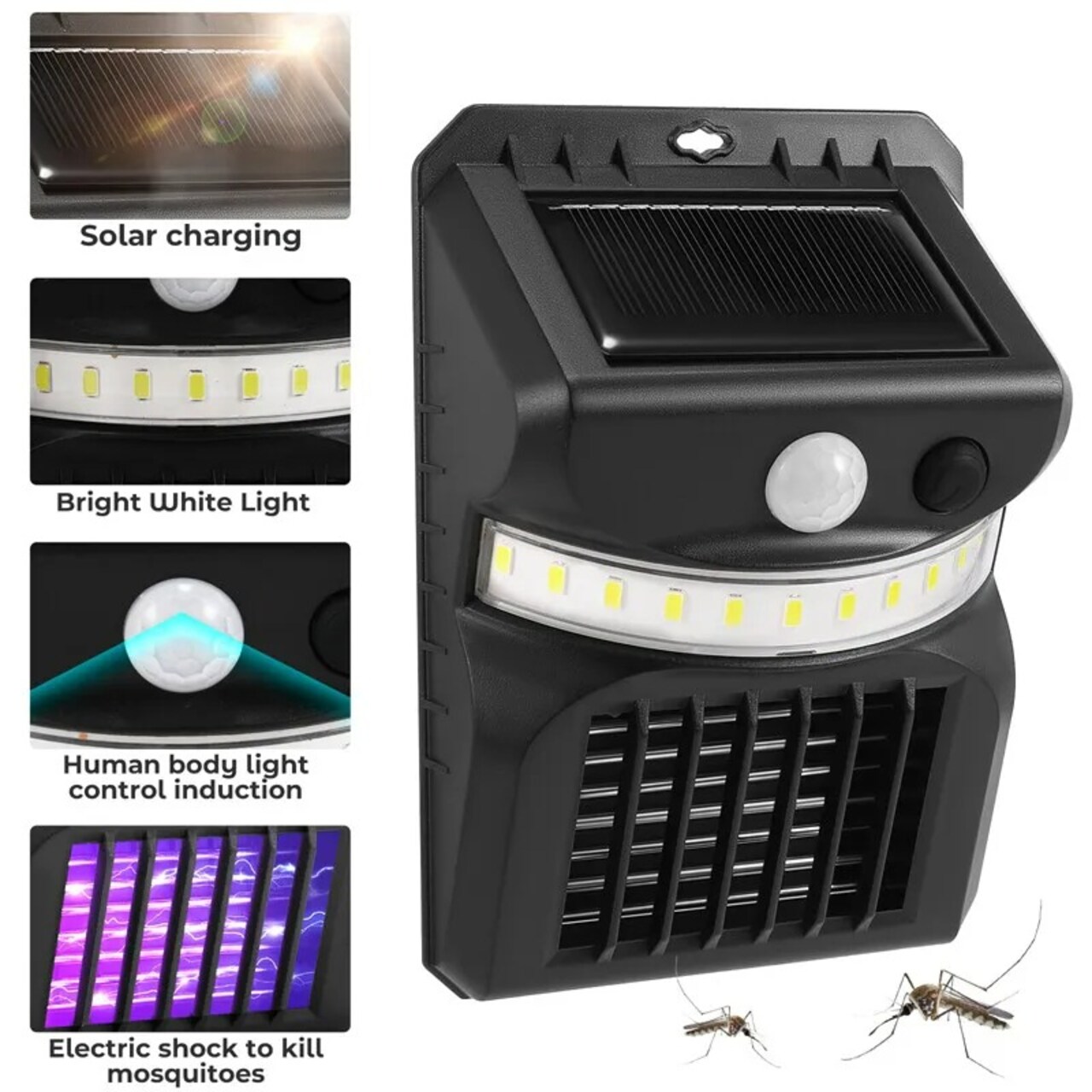 16 LED Solar Mosquito Fly Bug Insect Zapper Killer Trap Lamp Outdoor Wall Light